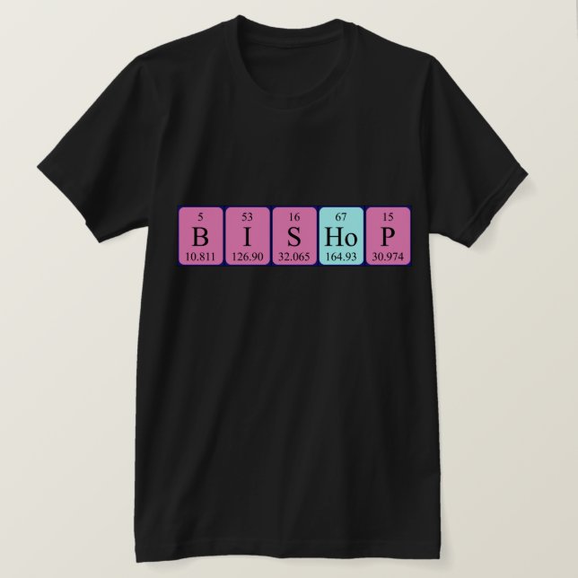 Camiseta de la mesa periódica del Obispo (Anverso del diseño)