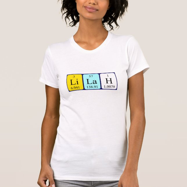 Camiseta de la mesa periódica Lilah (Anverso)