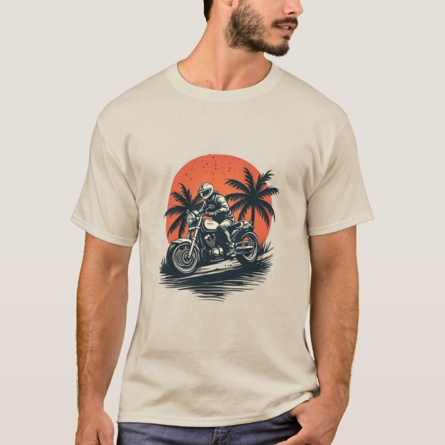 Camiseta de la motocicleta de los hombres al atard (Anverso)