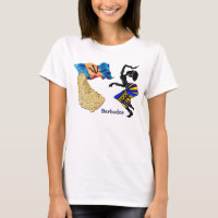CAMISETA DE LA MUJER DE BARBADOS CON EL MAPA Y LA