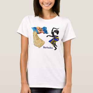 CAMISETA DE LA MUJER DE BARBADOS CON EL MAPA Y LA