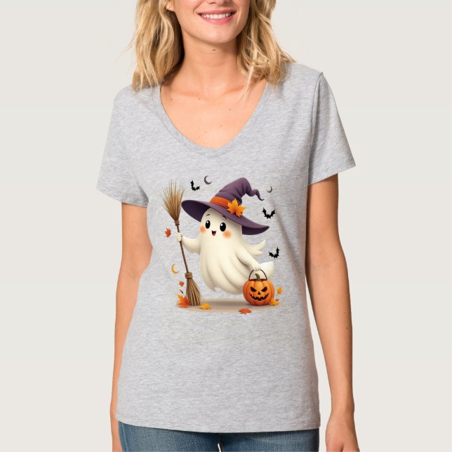 Camiseta de la mujer fantasma de Halloween (Anverso)