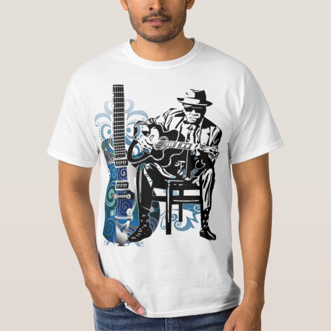 camiseta de la música del hombre de la guitarra de (Anverso)