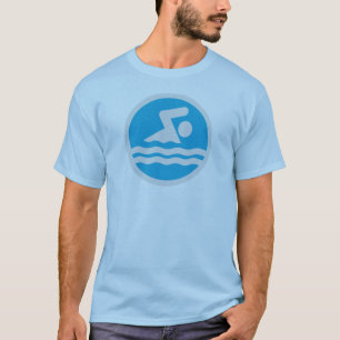 Camiseta de la nadada del azul y del blanco para