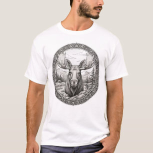 Camiseta de la naturaleza con medallón de alce vin