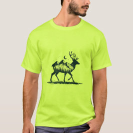 Camiseta de la naturaleza de la silueta de ciervo
