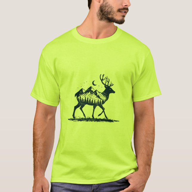 Camiseta de la naturaleza de la silueta de ciervo (Anverso)
