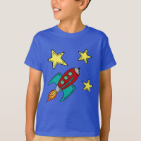 camiseta de la nave del cohete retro