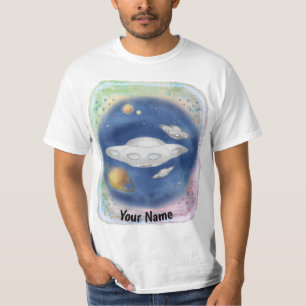 Camiseta de la nave espacial gris del personalizad