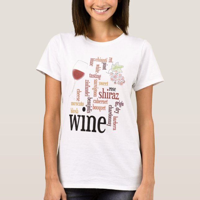 Camiseta de la nube de palabras de vino (Anverso)