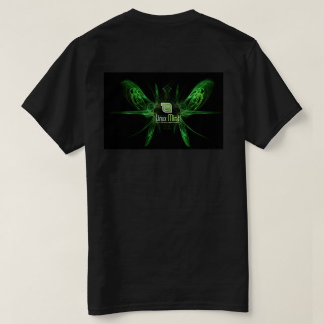 Camiseta de la oscuridad de la menta de Linux (Reverso del diseño)