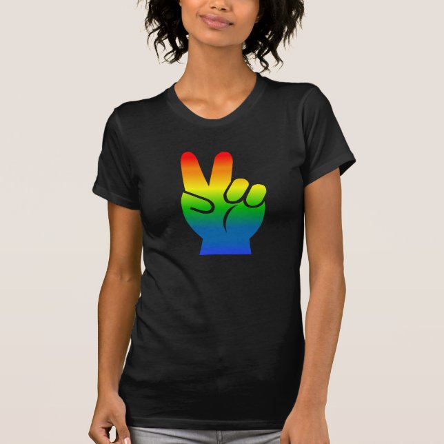 Camiseta de la oscuridad de la paz del orgullo gay (Anverso)