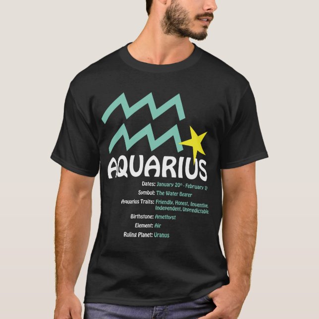 Camiseta de la oscuridad de los rasgos del acuario (Anverso)