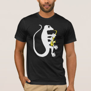 Camiseta de la oscuridad del saxofón del Gecko