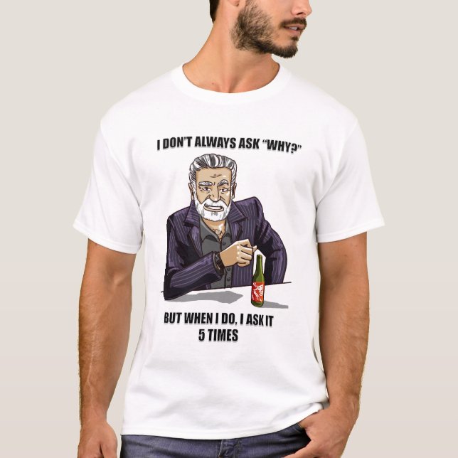 Camiseta de la parodia de 5 porqués (Anverso)