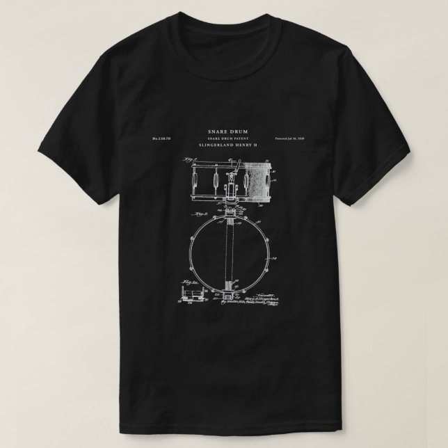 Camiseta de la patente Snare Drum - camiseta de ta (Diseño del anverso)