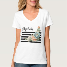 Camiseta de la peonía azul clara