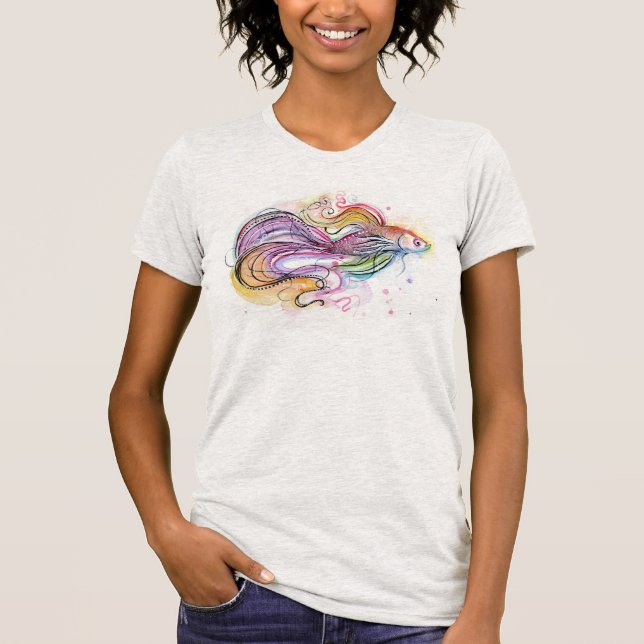 Camiseta de la pintura de los pescados de Betta (Anverso)