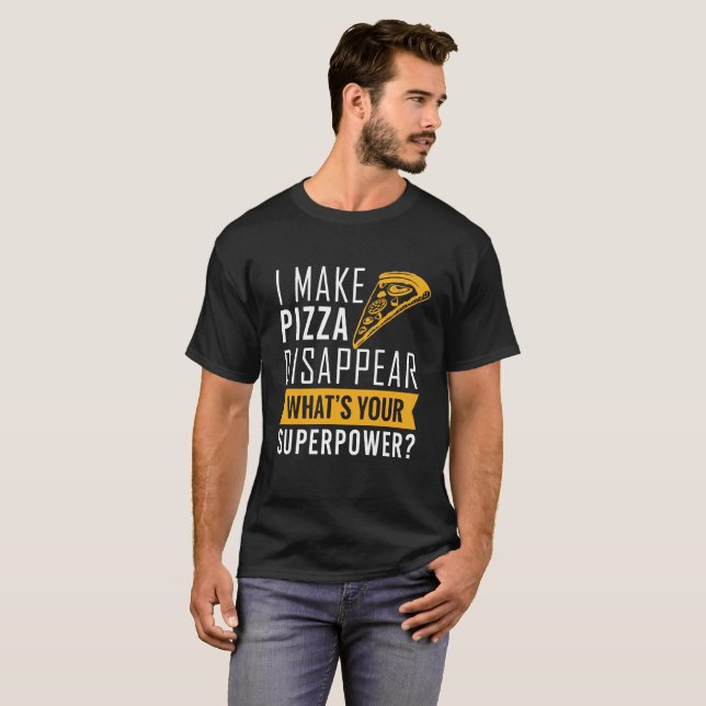 Camiseta de la pizza hago que la pizza desaparece (Anverso completo)