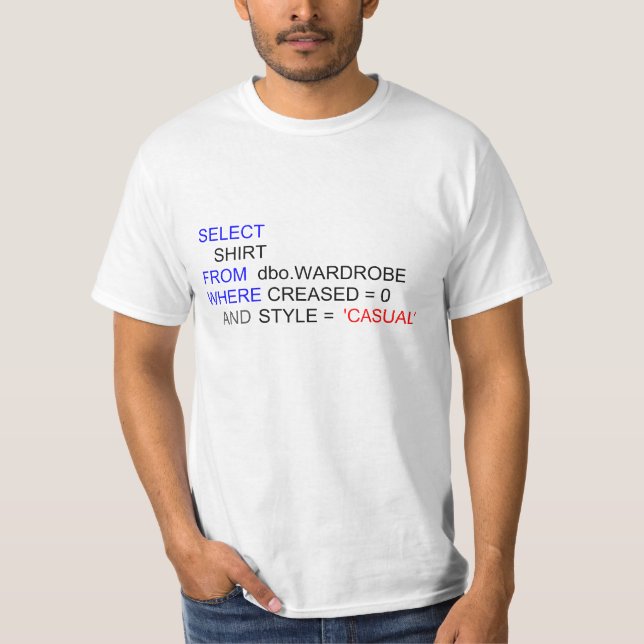Camiseta de la programación informática del SQL (Anverso)