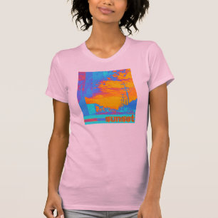 Camiseta de la puesta del sol de las señoras