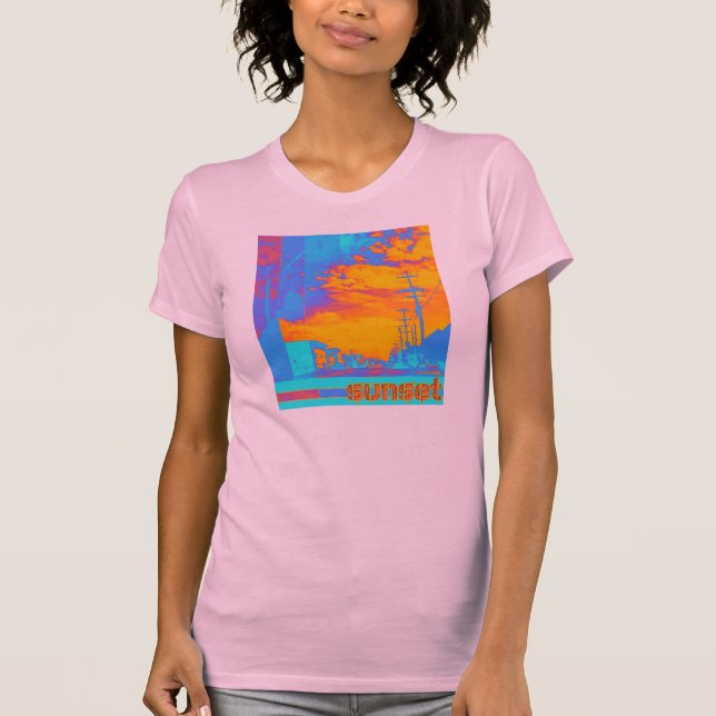 Camiseta de la puesta del sol de las señoras (Anverso)