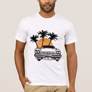 Camiseta de la puesta del sol del coche de