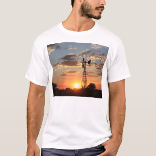 Camiseta de la puesta del sol del molino de viento