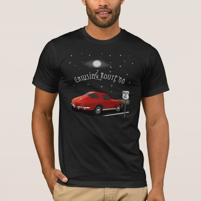 Camiseta de la ruta 66 del coche que cruza clásico (Anverso)