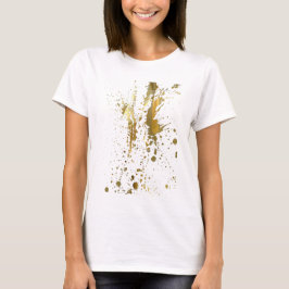 Camiseta de la salpicadura de la pintura del oro