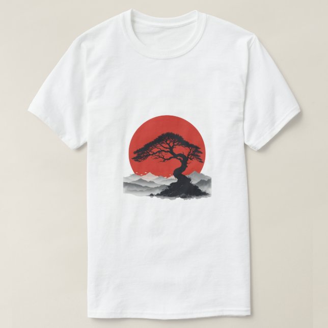 Camiseta de la Serenidad Japonesa Bonsai Silhouett (Diseño del anverso)