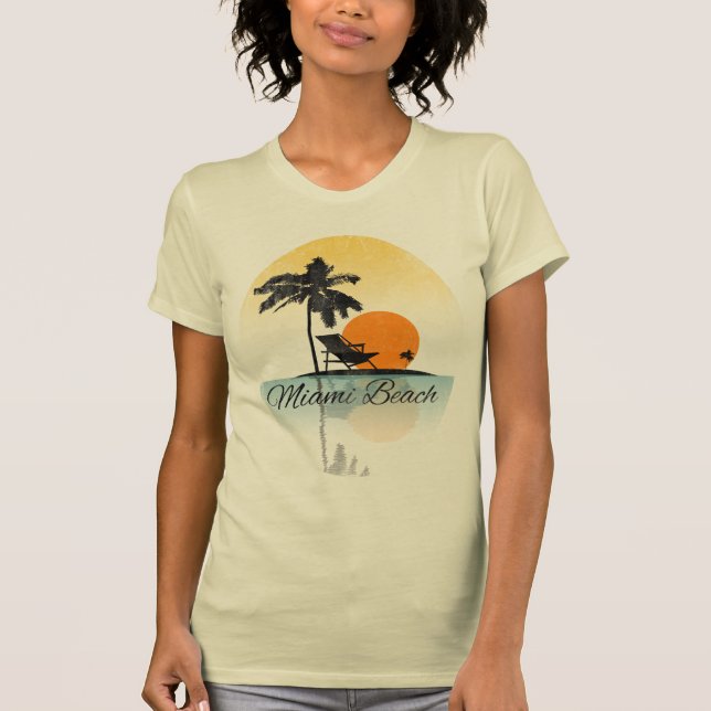 Camiseta de la silueta de la palmera de Miami (Anverso)