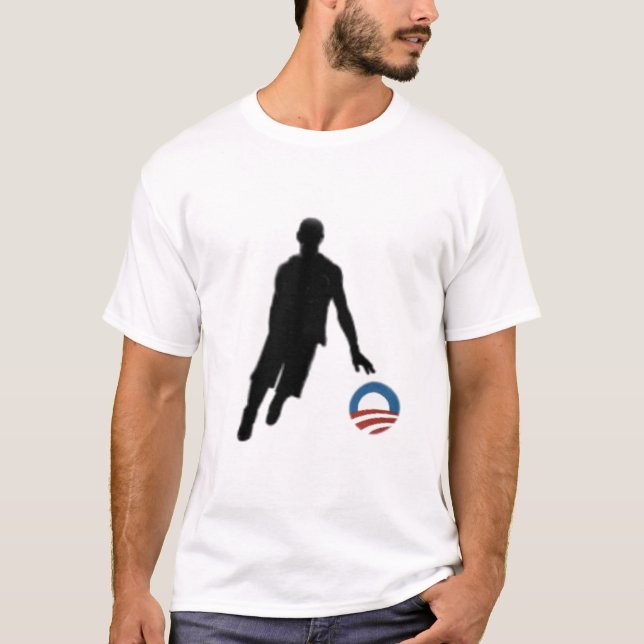 Camiseta de la silueta del baloncesto de Obama (Anverso)
