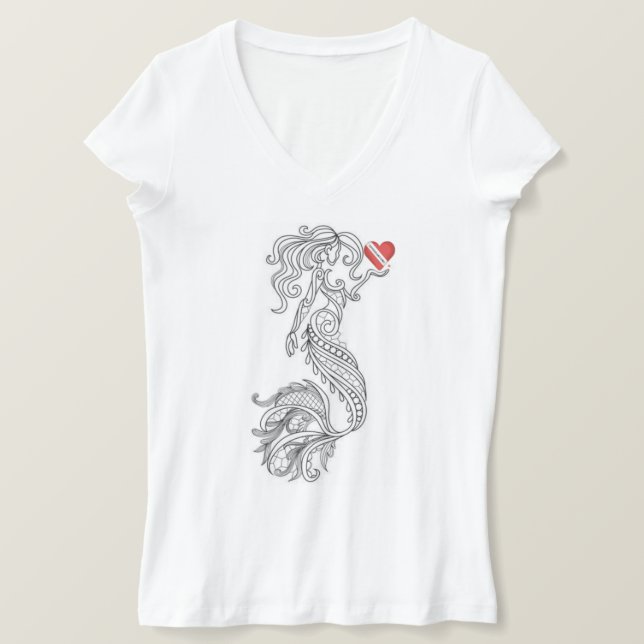 Camiseta de la sirena vehicular femenina (Anverso del diseño)
