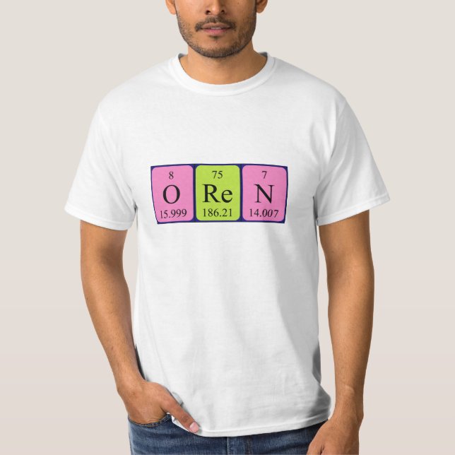 Camiseta de la tabla periódica de Oren (Anverso)