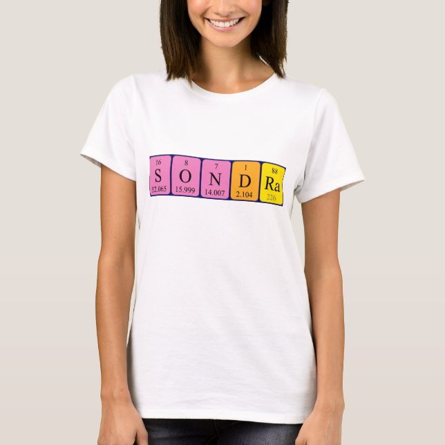 Camiseta de la tabla periódica de Sondra (Anverso)
