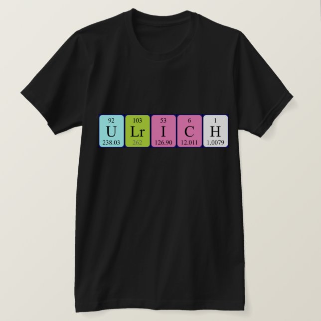 Camiseta de la tabla periódica Ulrich (Anverso del diseño)