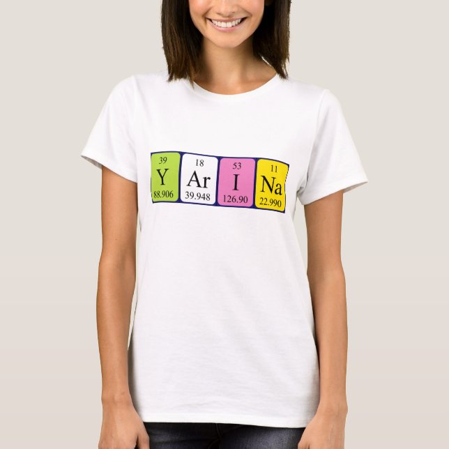 Camiseta de la tabla periódica Yarina (Anverso)