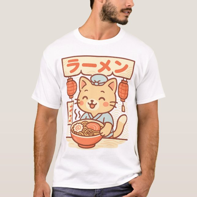 Camiseta de la tienda de Ramen para felinos | Kawa (Anverso)