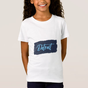 Camiseta de la tipografía azul manuscrita de Detro