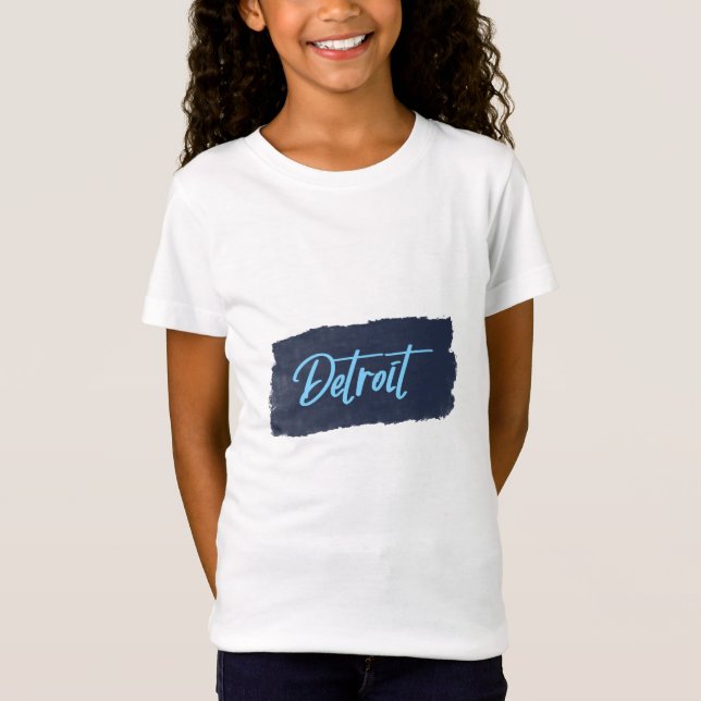 Camiseta de la tipografía azul manuscrita de Detro (Anverso)