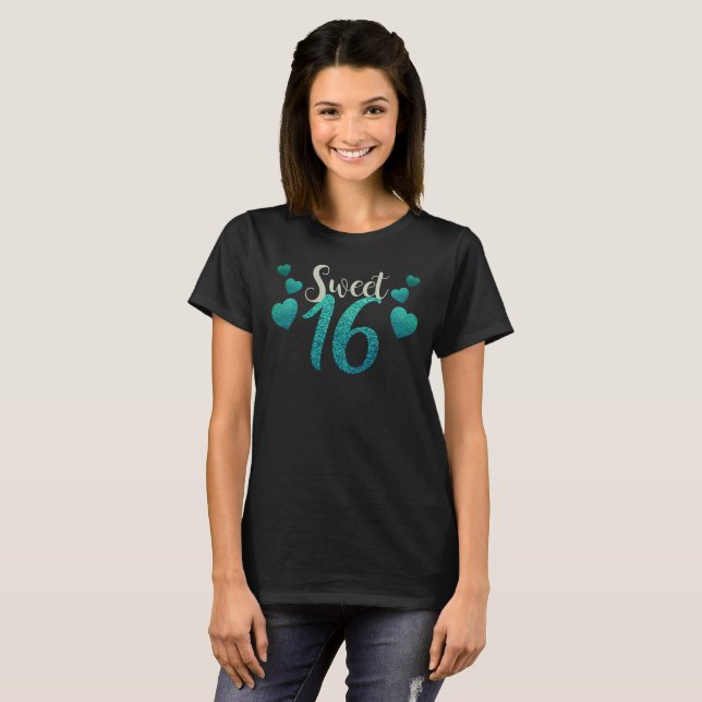 Camiseta de la tipografía del dulce 16 (Anverso completo)
