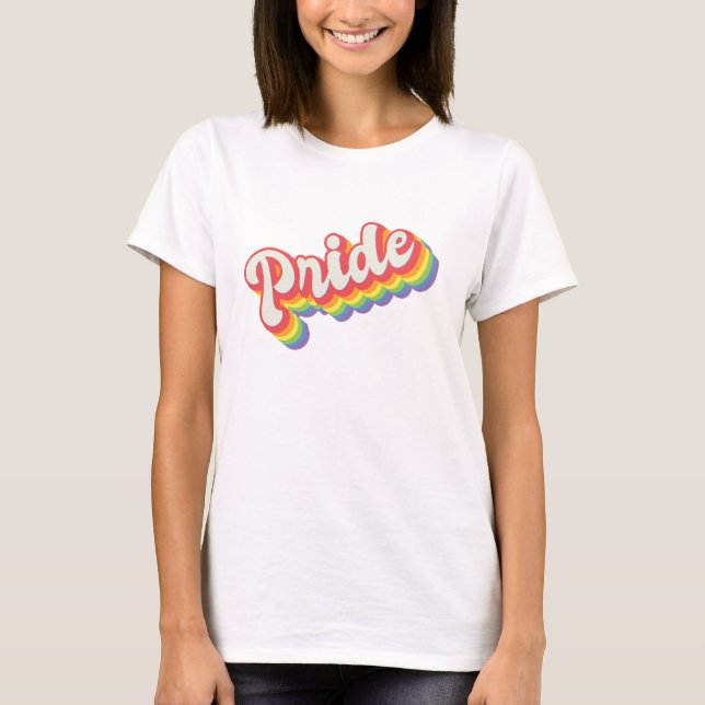 Camiseta de la tipografía retro del orgullo (Anverso)