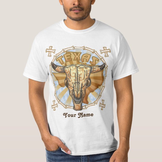 Camiseta de la Tribal Cow Skull de Texas (Anverso)