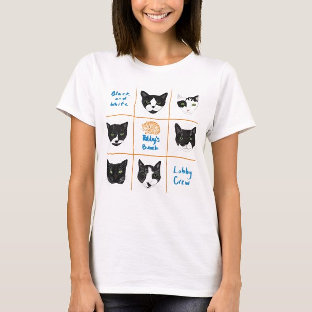 Camiseta de la tripulación en blanco y negro (Anverso)