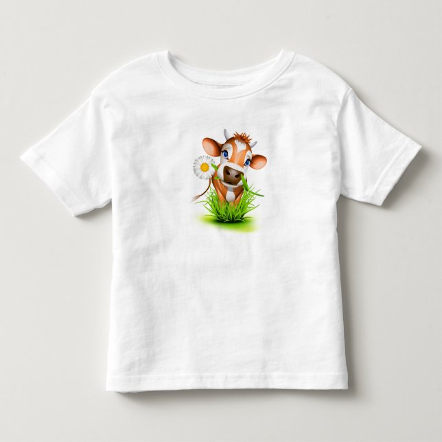Camiseta de la vaca de la margarita del niño (Anverso)