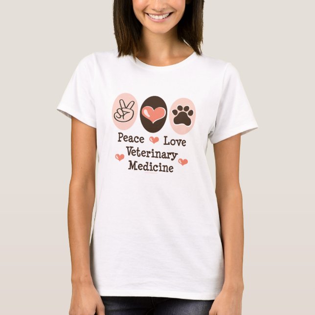 Camiseta de la veterinaría del amor de la paz (Anverso)
