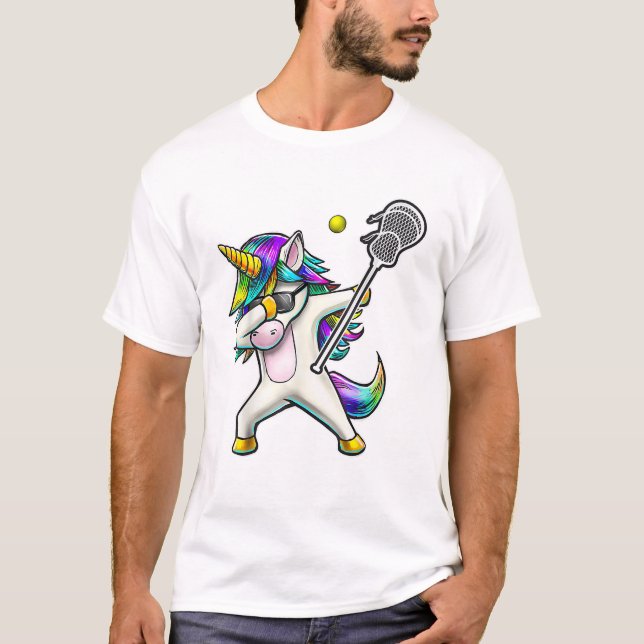 Camiseta de Lacrosse de Unicornio Dabbing Ropa de  (Anverso)