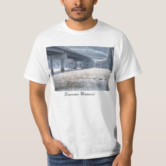 Camiseta de Lake Taneycomo Niebla Invierno Pesca (Anverso)