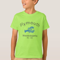 Camiseta de langosta azul Plymouth Massachusetts, 